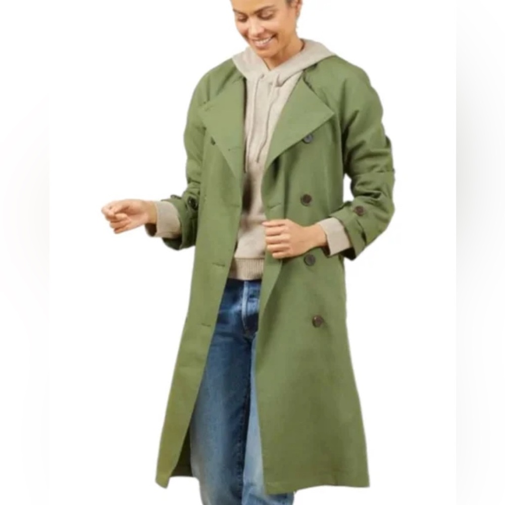 Women's Outerknown Green Trench Coat. Size XS